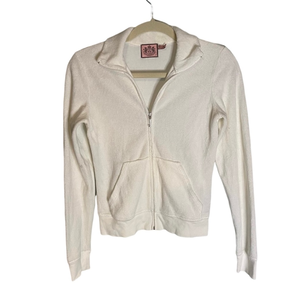 Juicy Couture Vintage White Terrycloth Zip-Up Sweatshirt - Size S